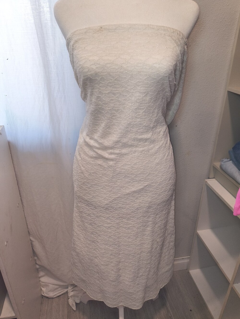 White Lace Strapless Mini Dress